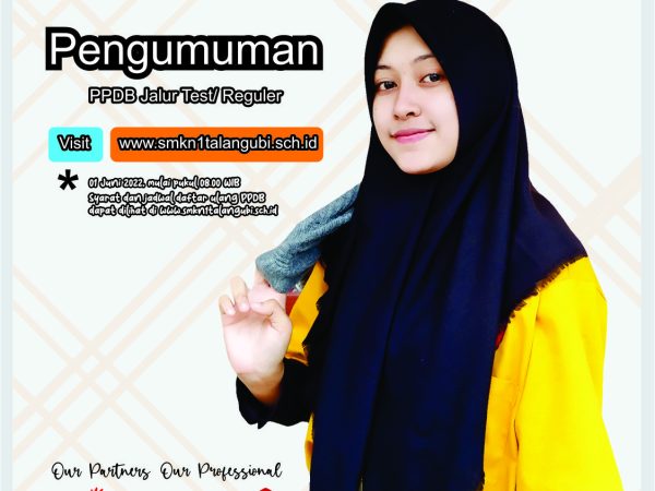 flayer pengumuman ppdb jalur tes / reguler SMKN 1 Talang Ubi